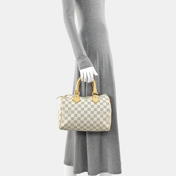 SPEEDY 25 Damier Azur Coated Canvas White