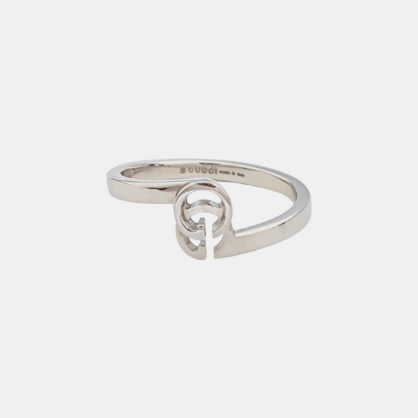 Interlocking G 18k White Gold Silver Ring HK 8