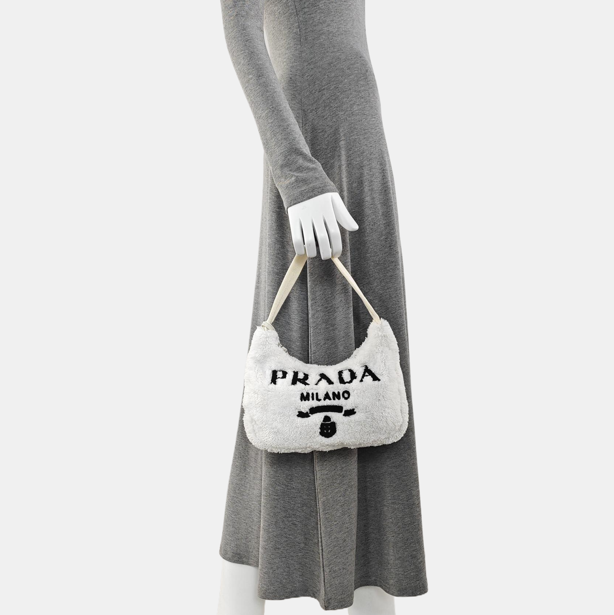 Authenticated pre-owned  Re-Edition2000 Mini Terry Cloth White - Top Handle Bag at Looply