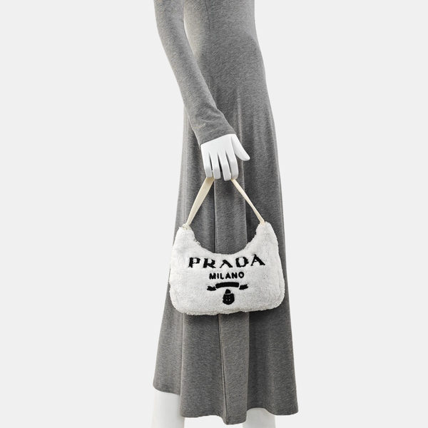 Authenticated pre-owned  Re-Edition2000 Mini Terry Cloth White - Top Handle Bag at Looply