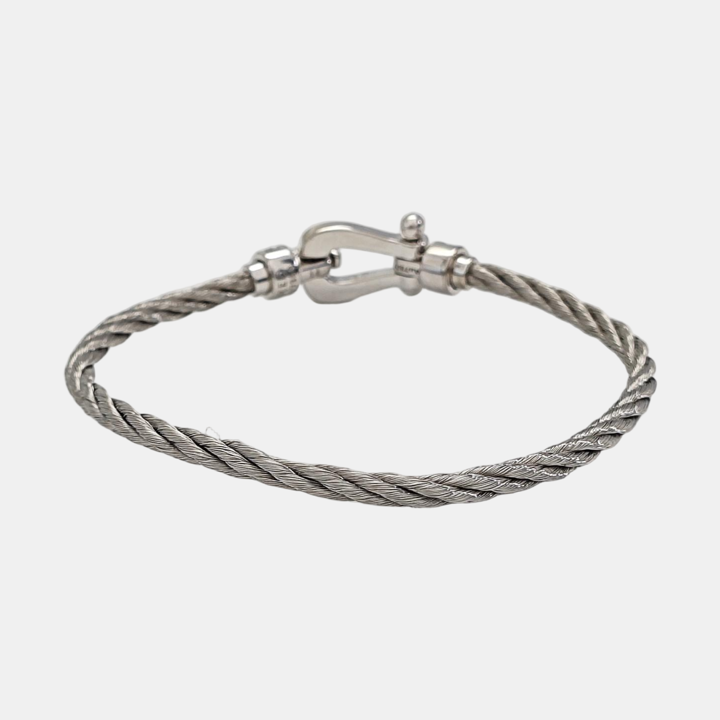 Force 10 18k White Gold Silver Bangle