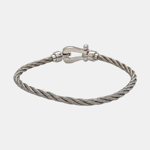 Force 10 18k White Gold Silver Bangle