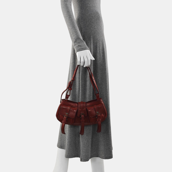 Calfskin Top Handle Bag Brown