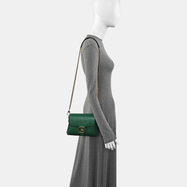 Interlocking G Small Calfskin Green
