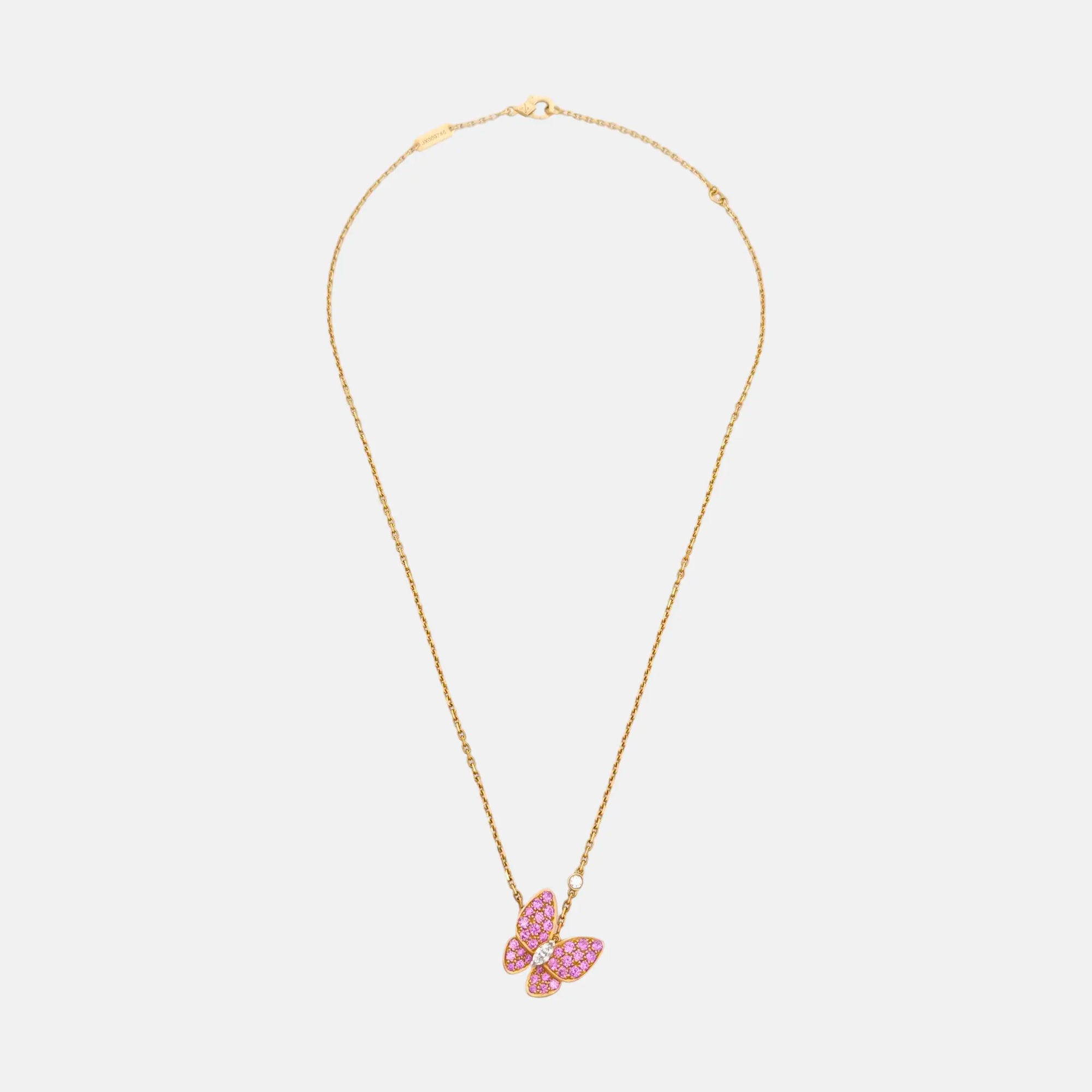Two Butterfly 18k Rose Gold Necklace