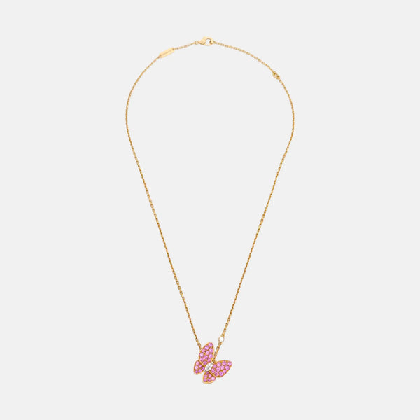 Two Butterfly 18k Rose Gold Necklace