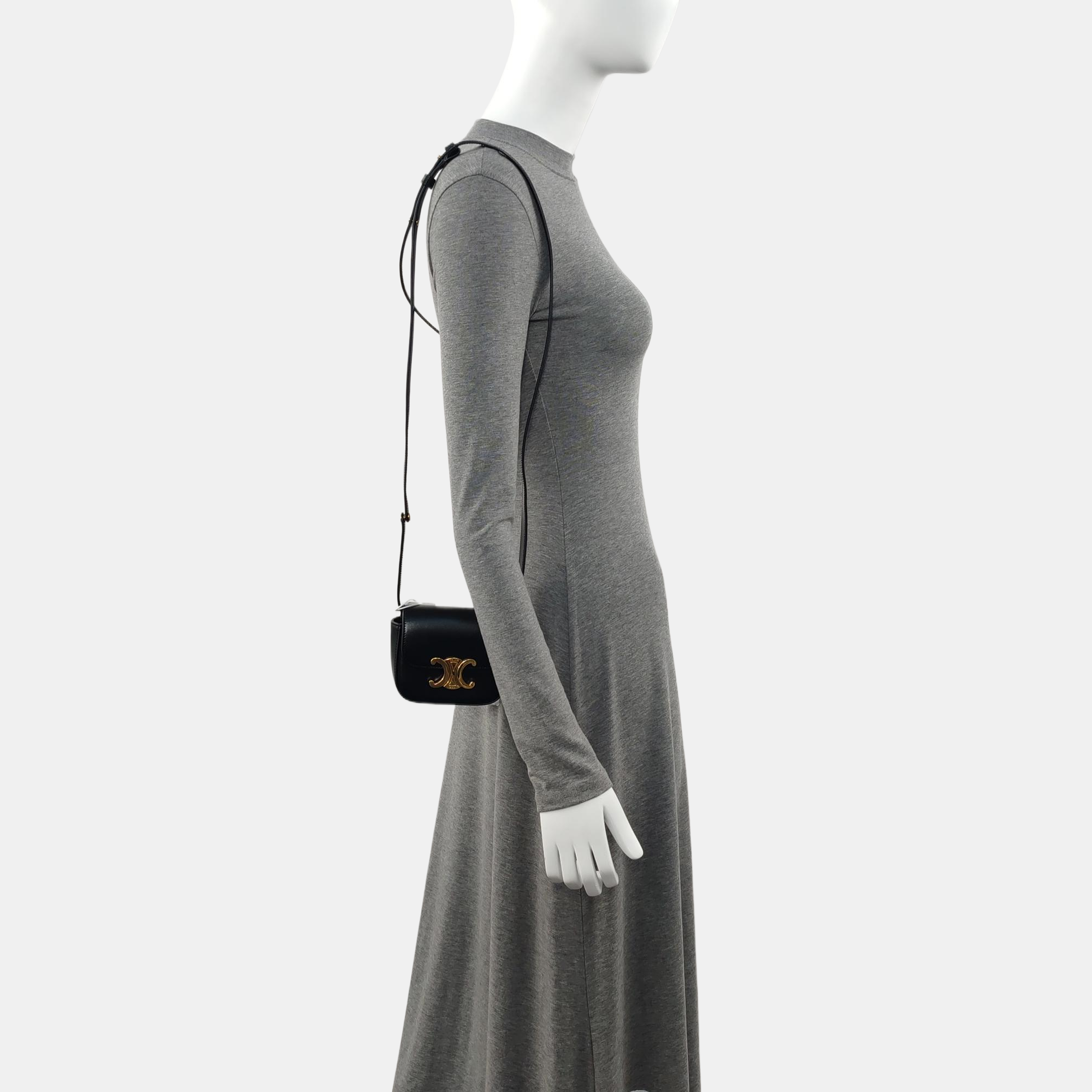 Authenticated pre-owned  TRIOMPHE Mini Calfskin Black - Shoulder Bag at Looply