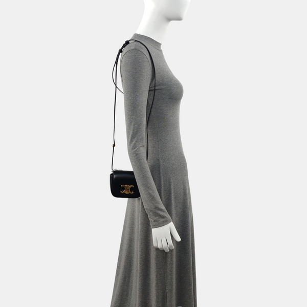 Authenticated pre-owned  TRIOMPHE Mini Calfskin Black - Shoulder Bag at Looply