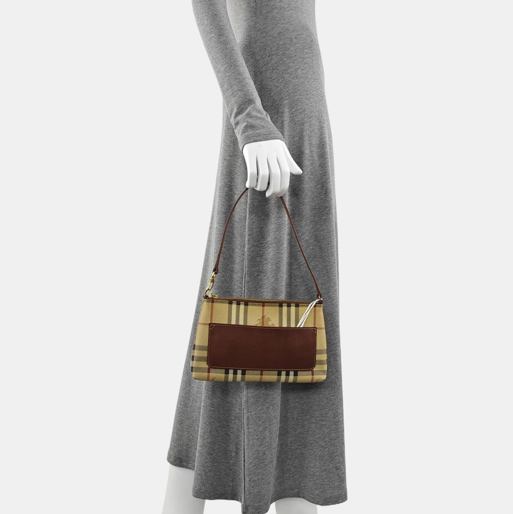 Coated Canvas Top Handle Bag Brown