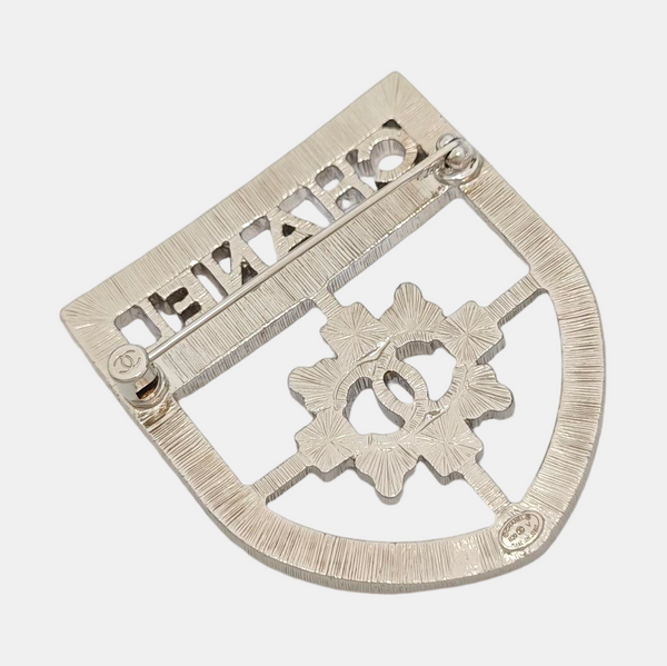 CC Logo Metal Silver Brooch