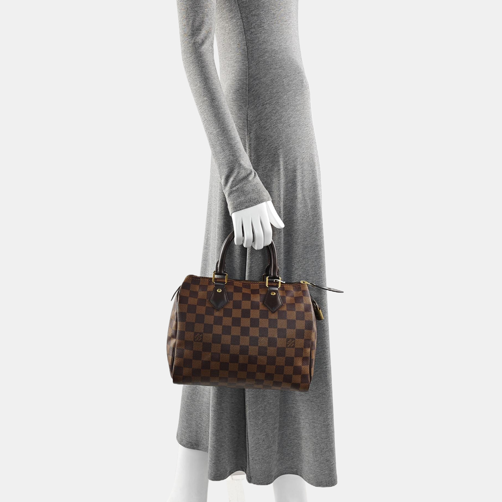 SPEEDY 25 Damier Ebene Coated Canvas Brown
