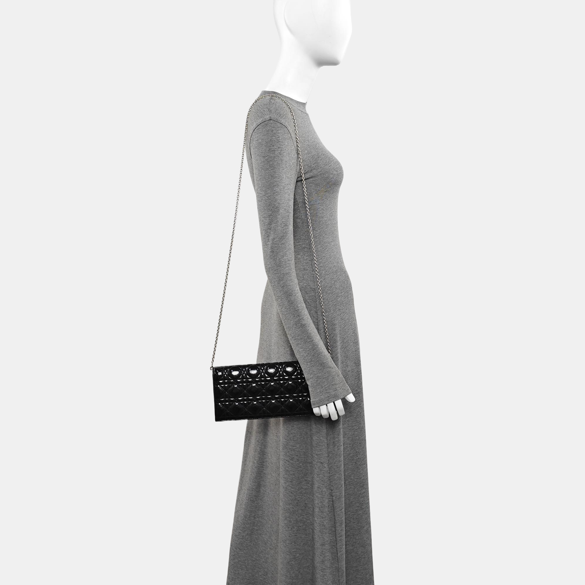 Lady Dior Medium Cannage Patent Leather Black