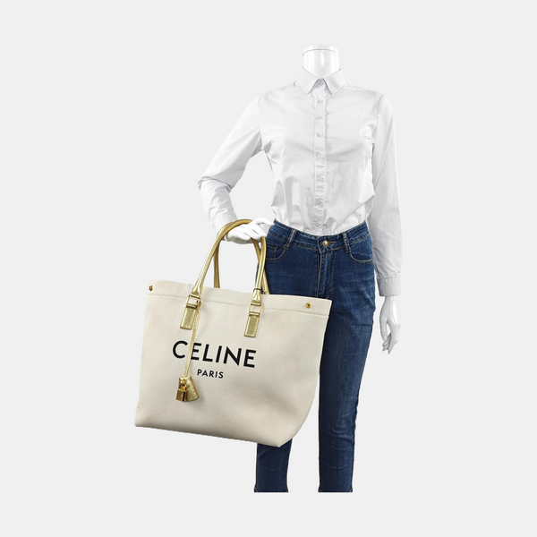Authenticated pre-owned  CABAS CELINE Fabric White - Top Handle Bag at Looply