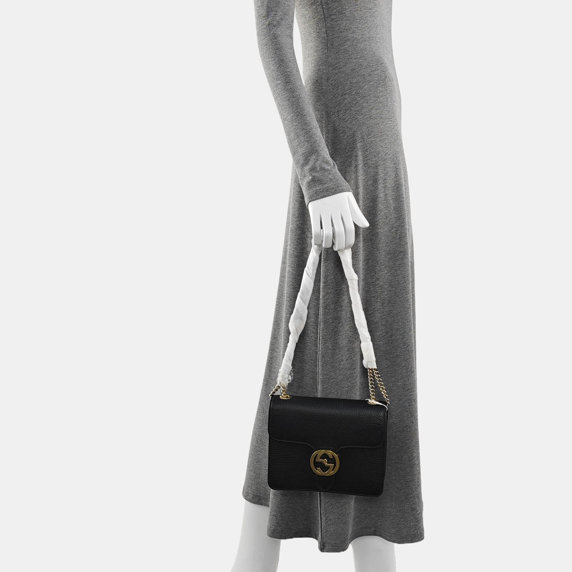 Authenticated pre-owned  Interlocking G Small Calfskin Black - Shoulder Bag at Looply