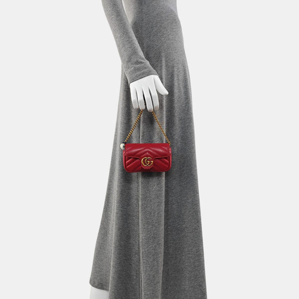 GG Marmont Super Mini Quilted Calfskin Red