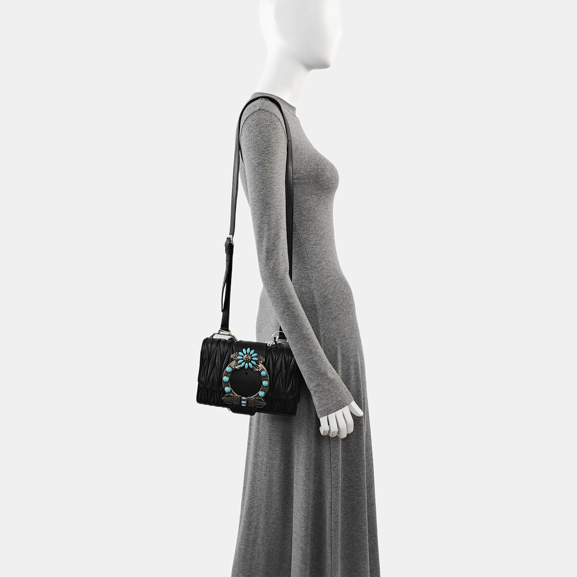 Miu Lady Quilted Lambskin Black