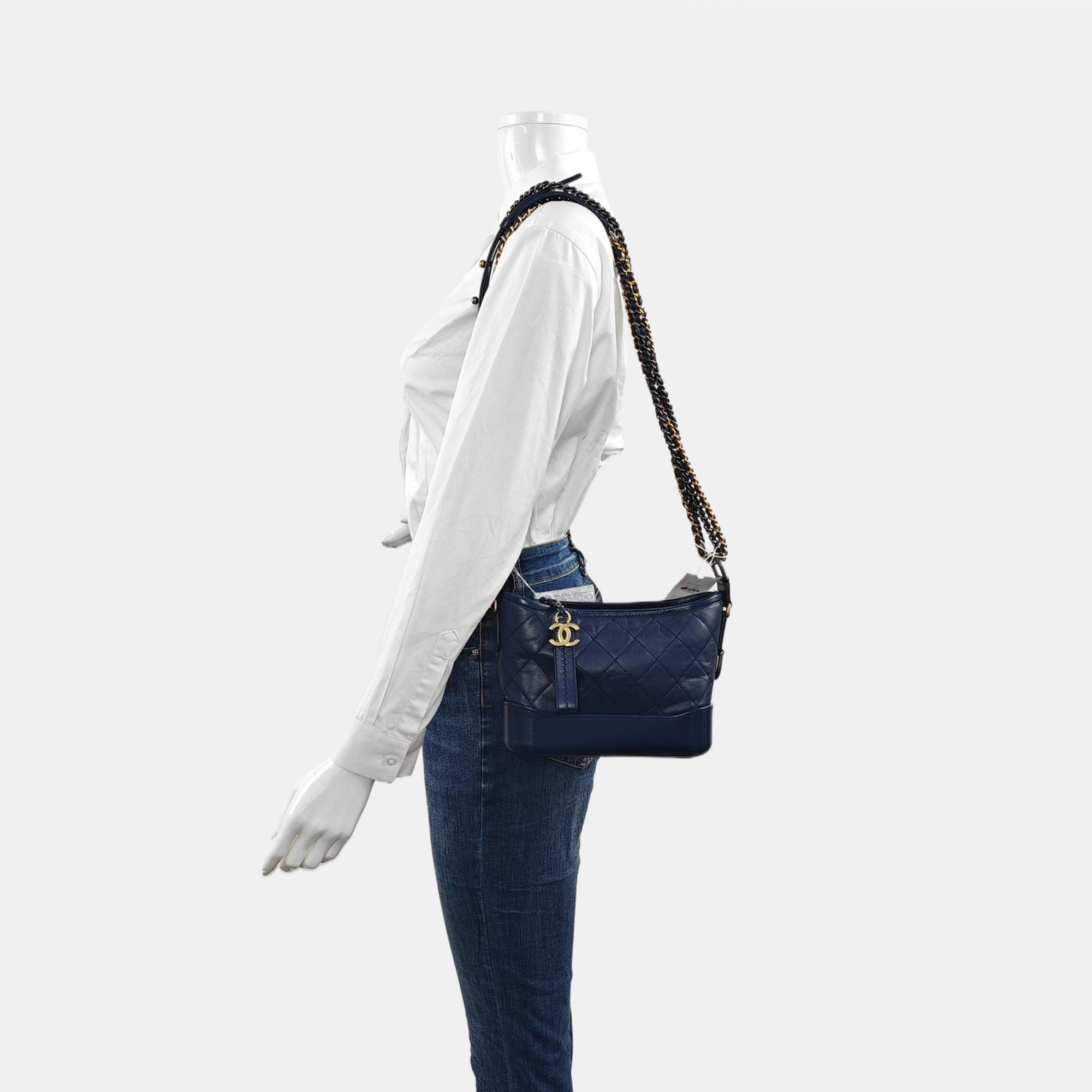 Authenticated pre-owned  GABRIELLE Small Quilted Calfskin Blue - Shoulder Bag at Looply
