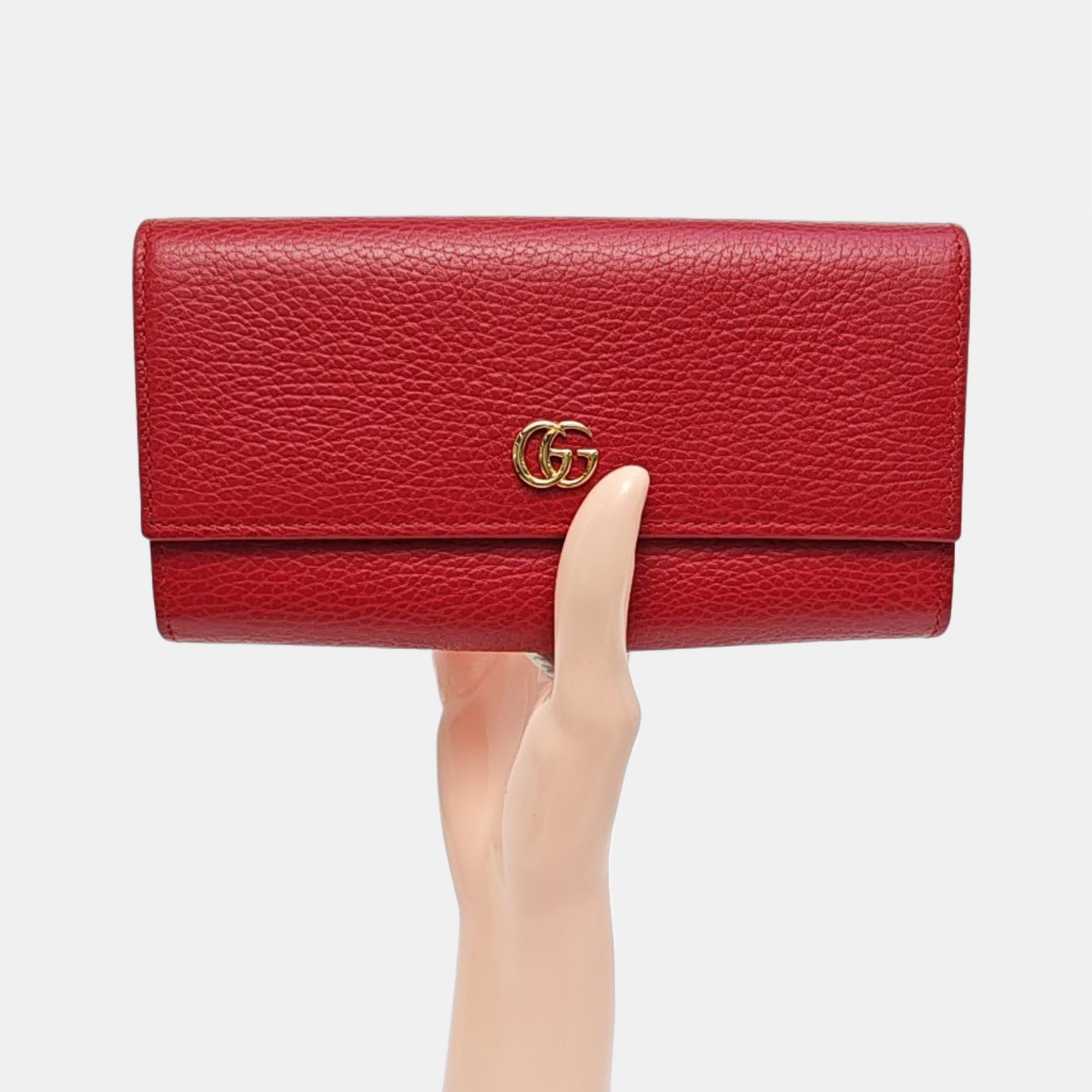 Cartera roja de piel de becerro GG Marmont