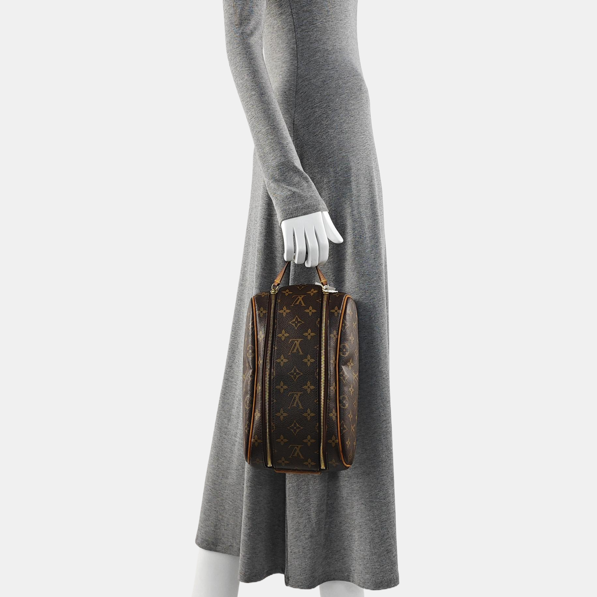 Monogram Coated Canvas Top Handle Bag Extra Large Brown