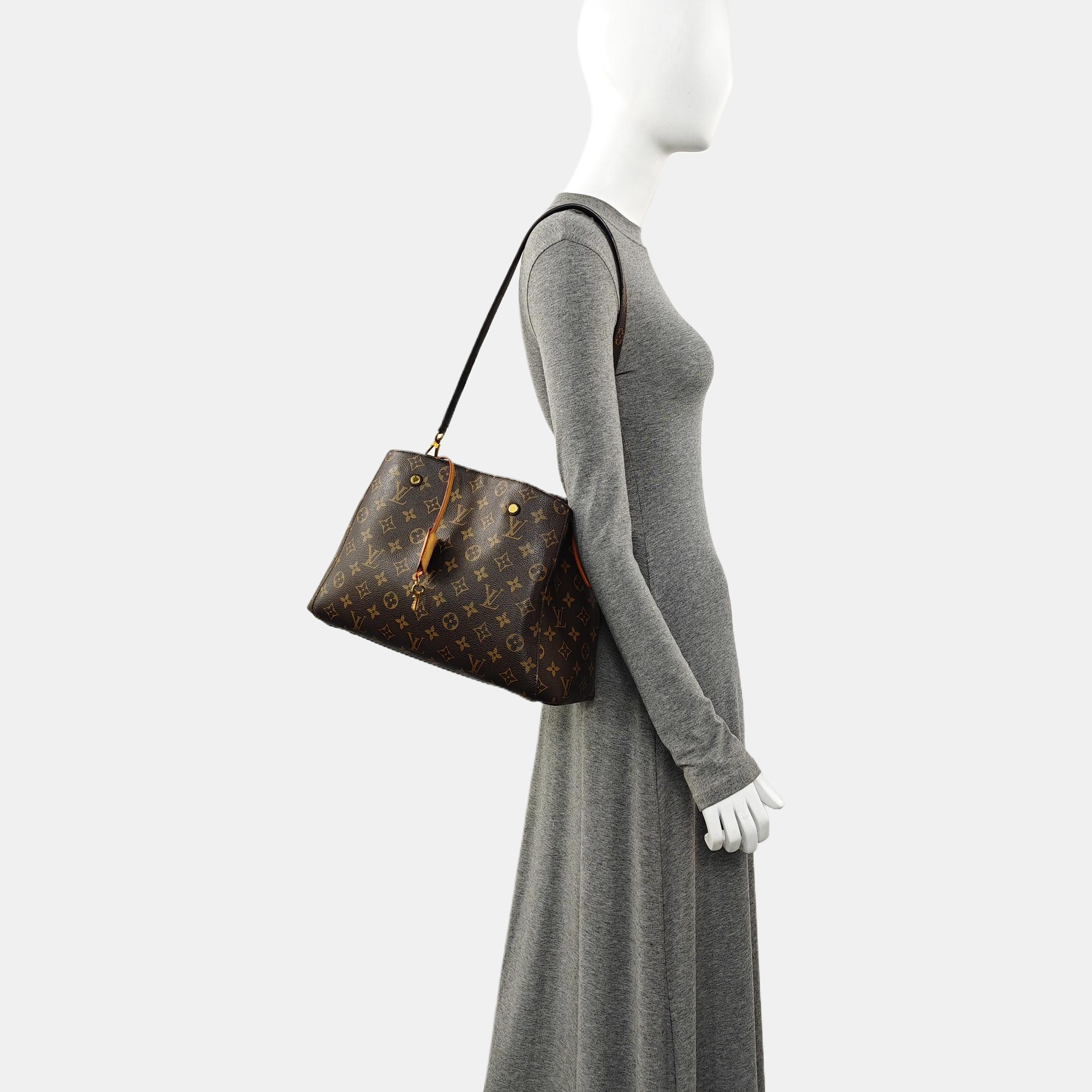 MONTAIGNE MM Monogram Coated Canvas Brown