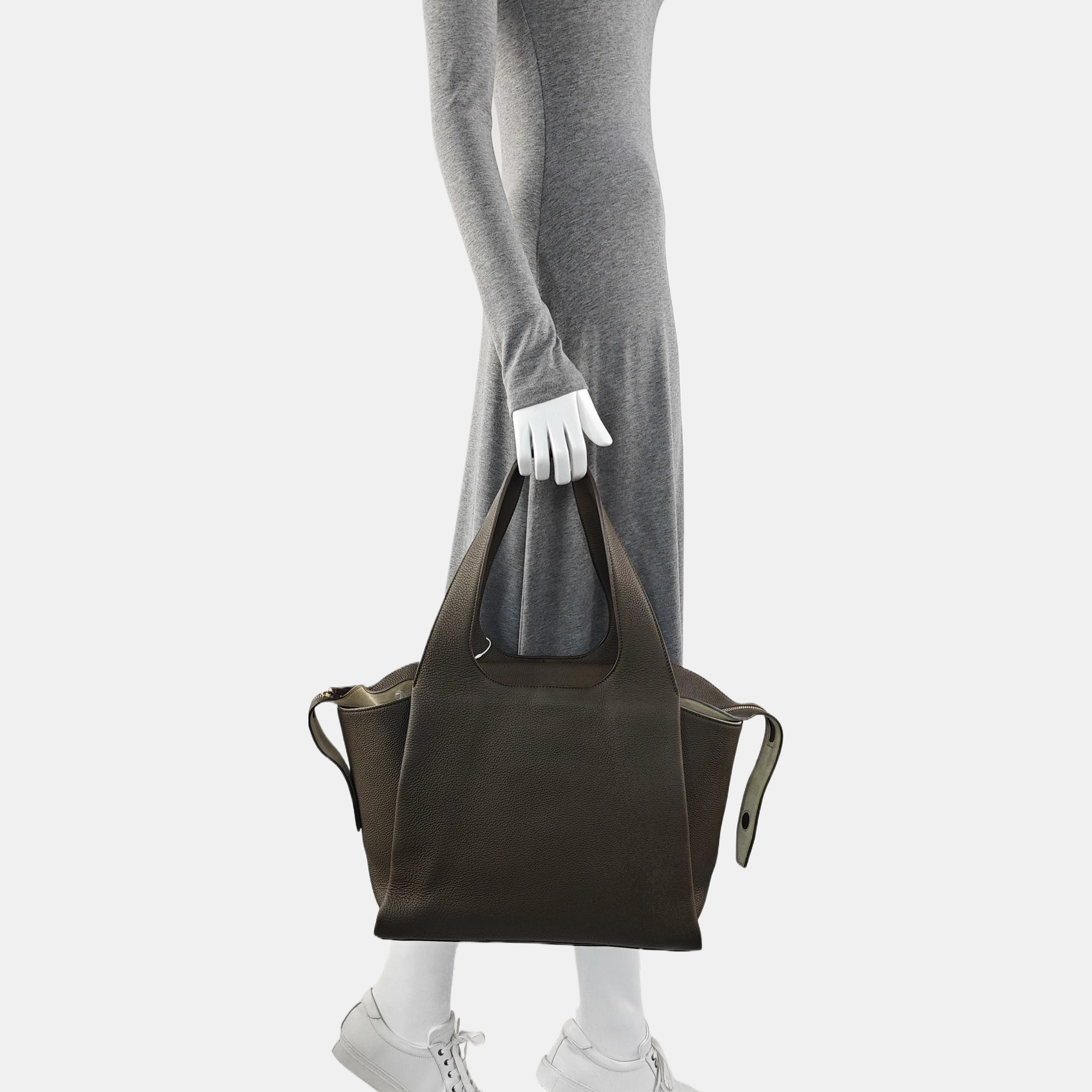 Calfskin Top Handle Bag Gray