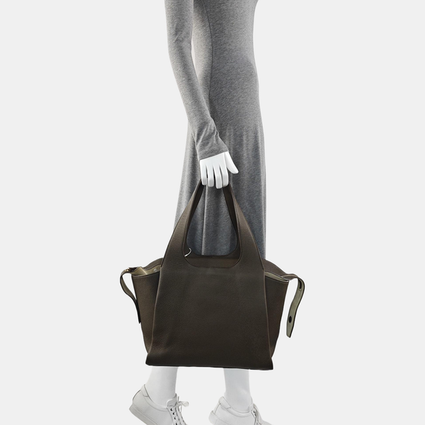 Calfskin Top Handle Bag Gray