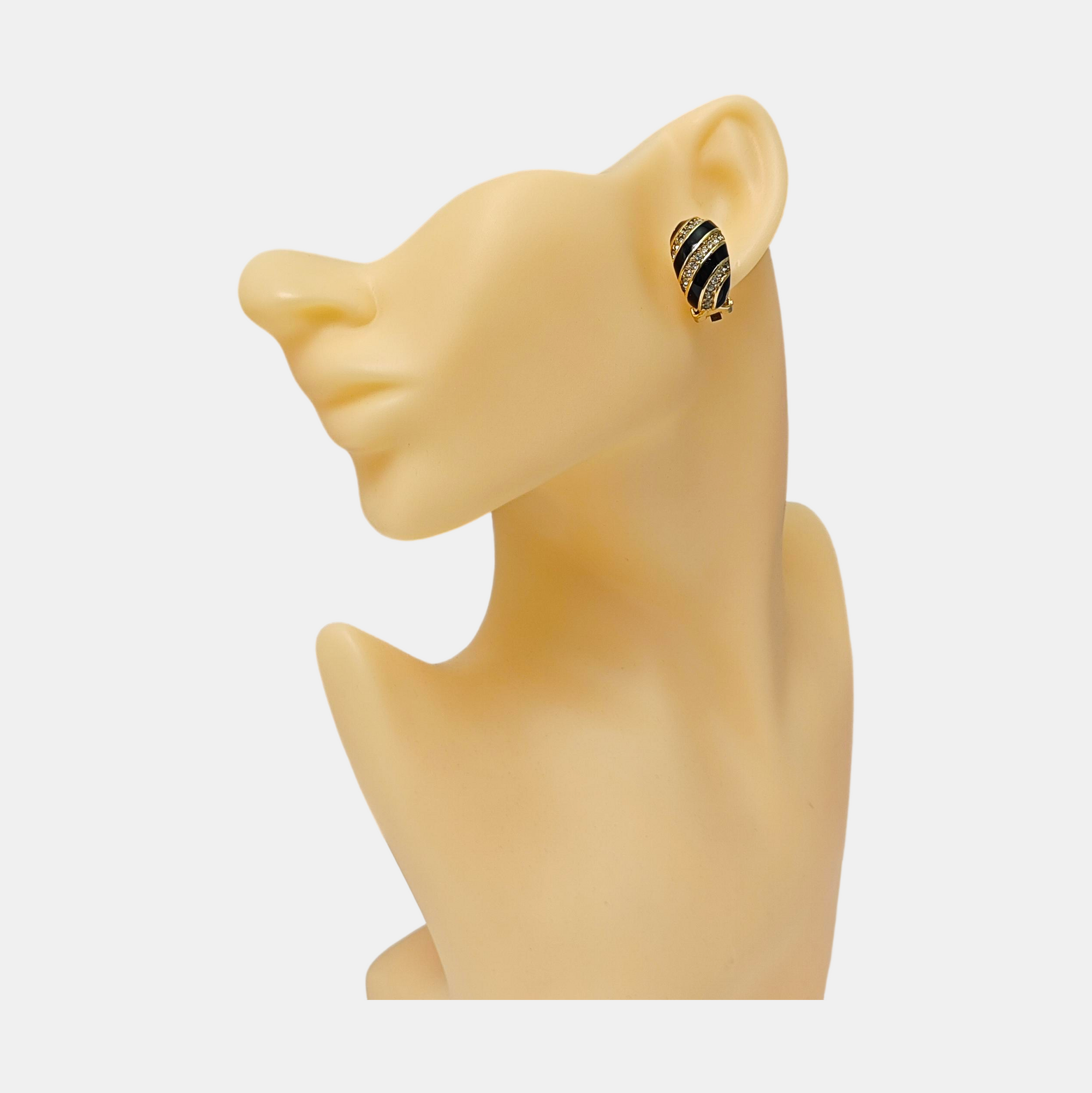 Twist Round Metal Gold Clip On Earrings