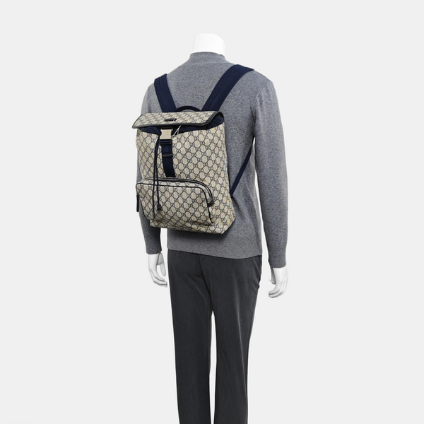 Monogram Coated Canvas Backpack Black