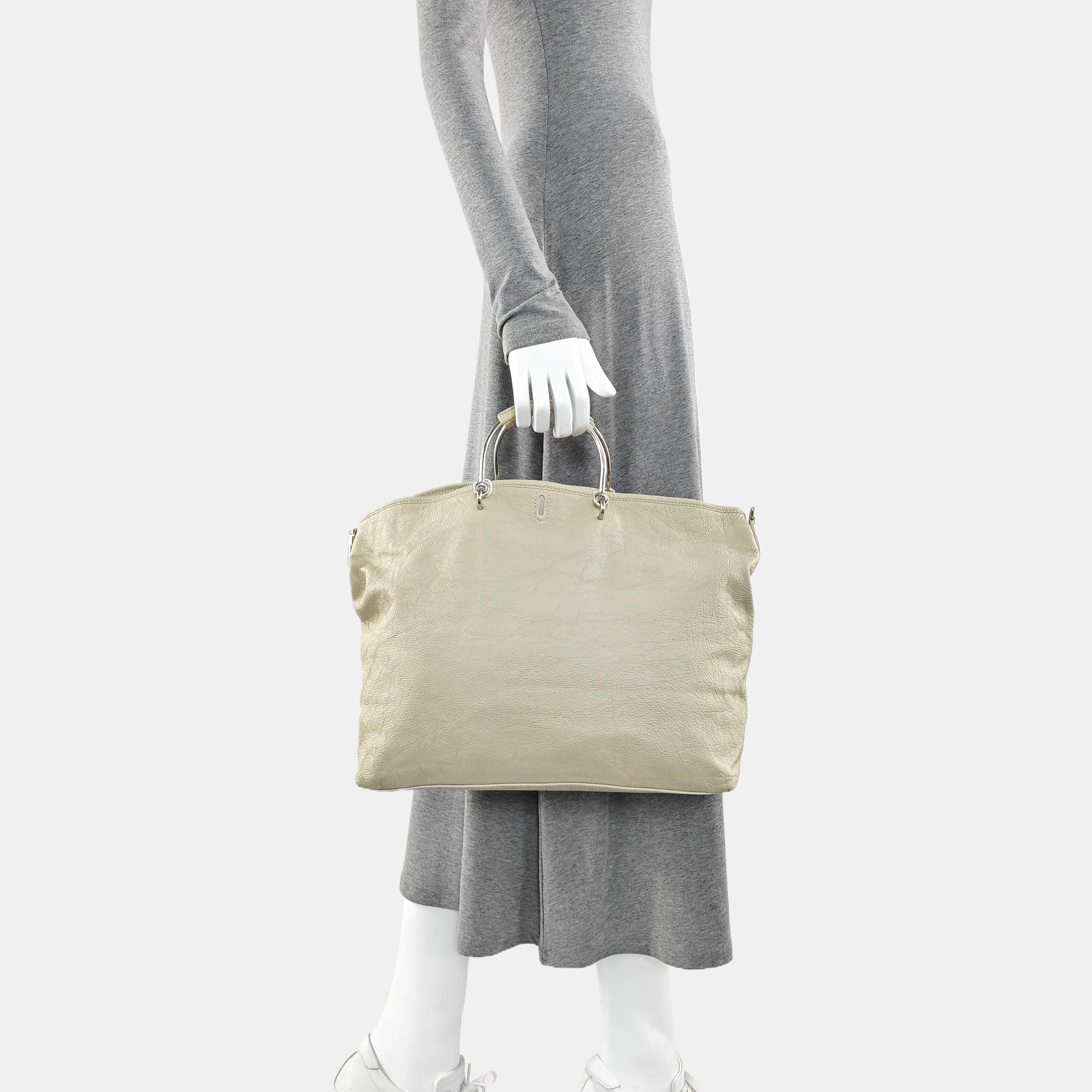Calfskin Shoulder Bag Gray