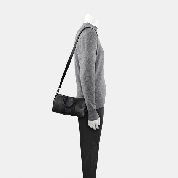KEEPALL 25 Damier Graphite Coated Canvas Black
