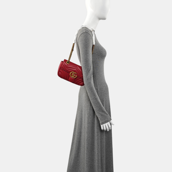 GG Marmont Small Quilted Calfskin Red