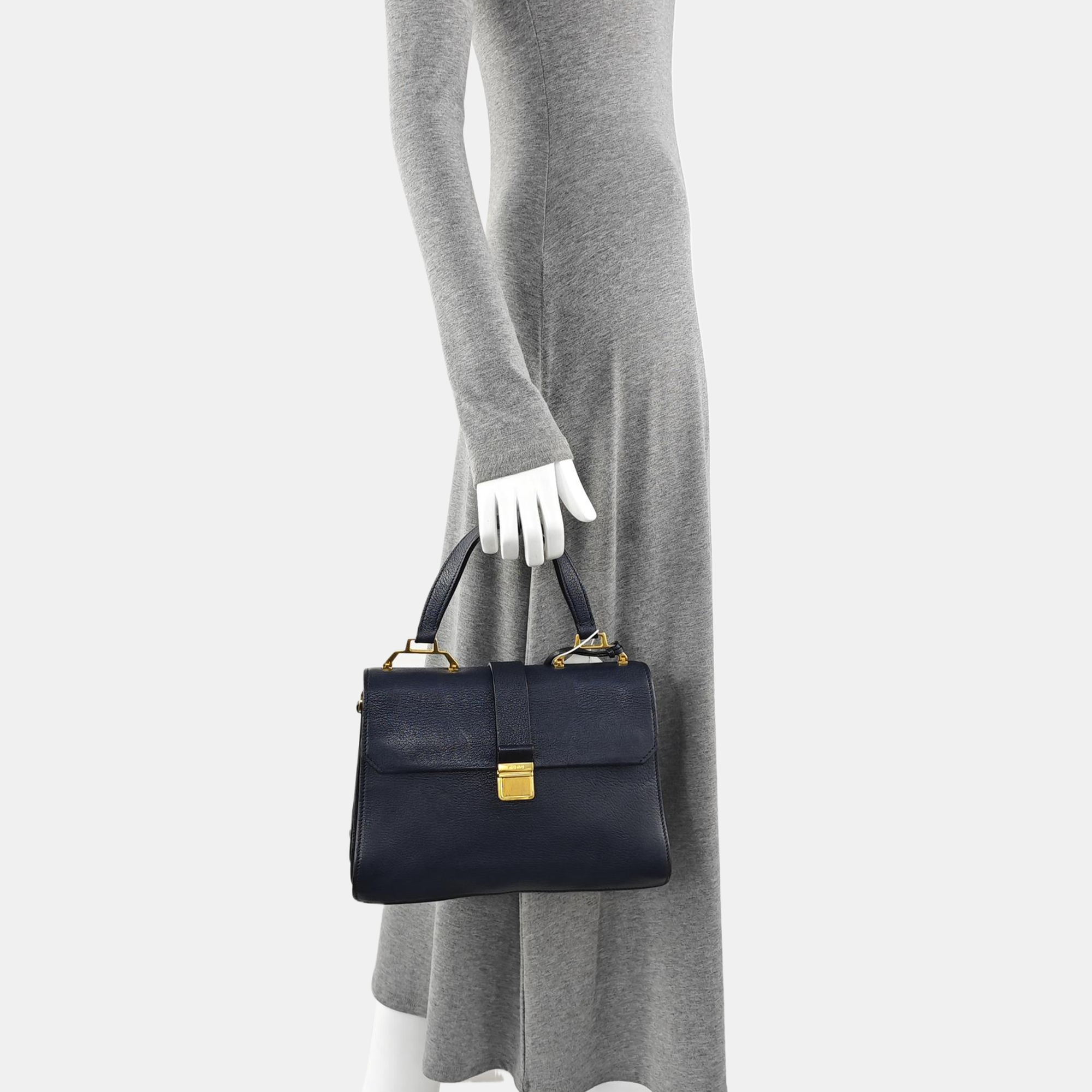 Calfskin Top Handle Bag Blue