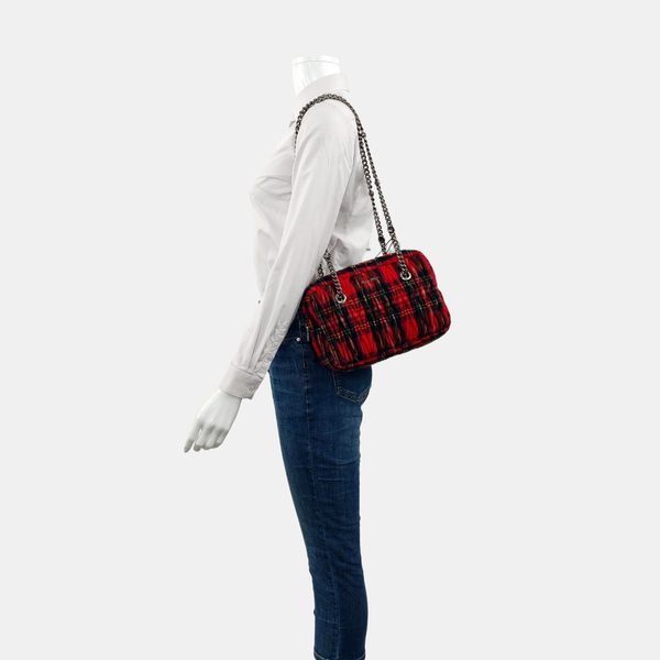 Quilted Fabric Shoulder Bag Red