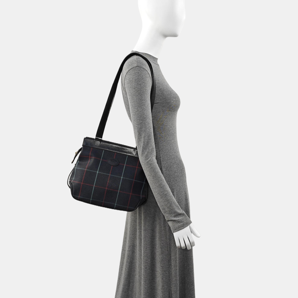 Coated Canvas Shoulder Bag Blue