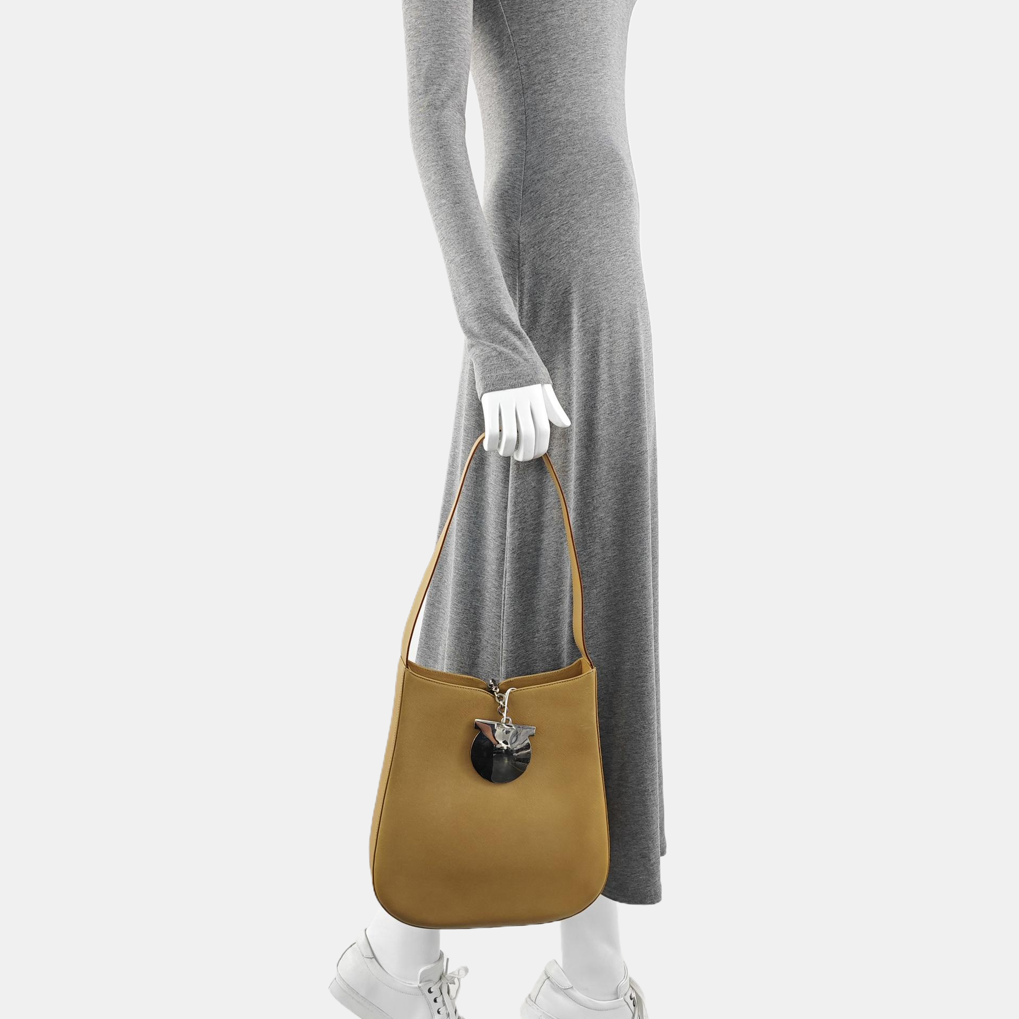 Calfskin Shoulder Bag Beige