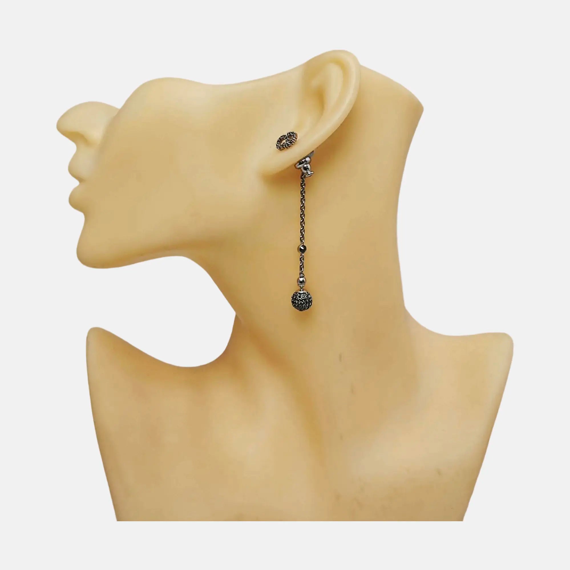 La Petite Tribale Metal Silver Stud Earrings