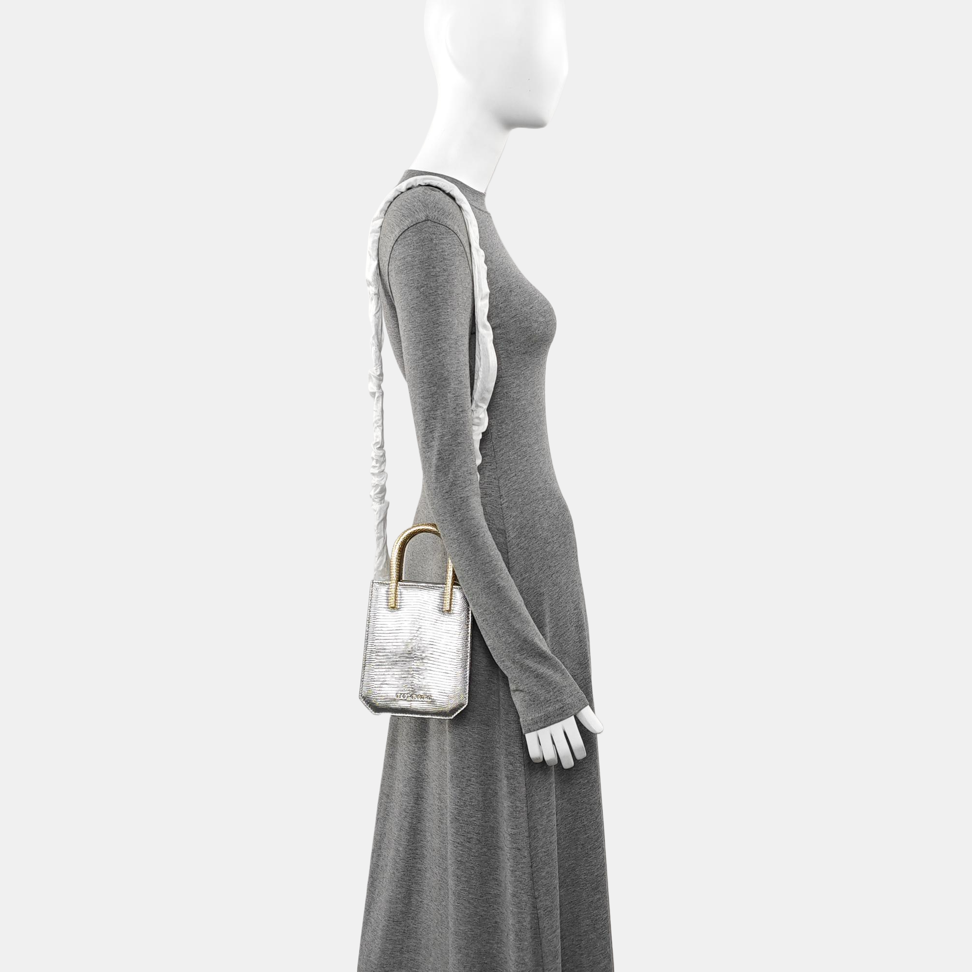 Lizard Tote Bag Silver
