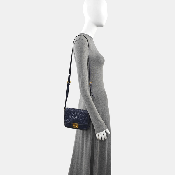 Quilted Lambskin Shoulder Bag Blue
