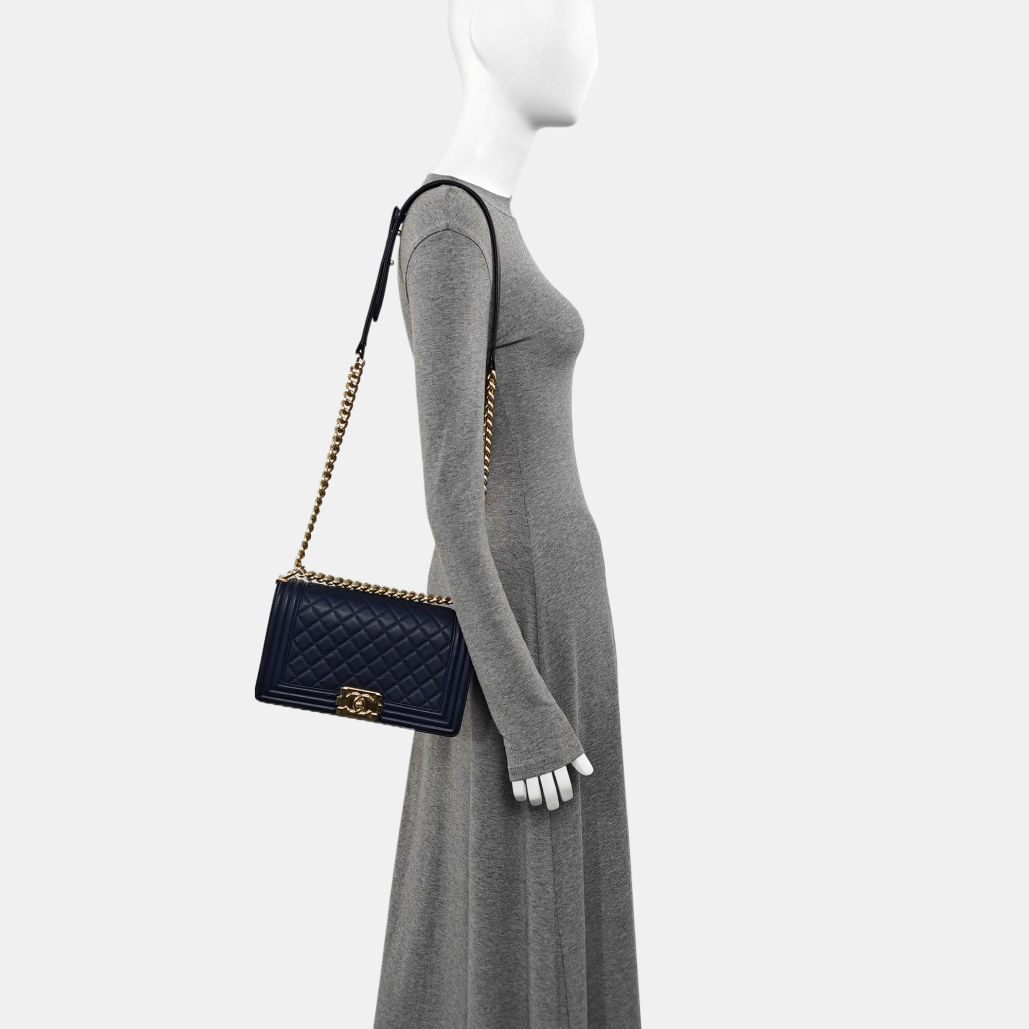 BOY CHANEL Medium Quilted Calfskin Blue