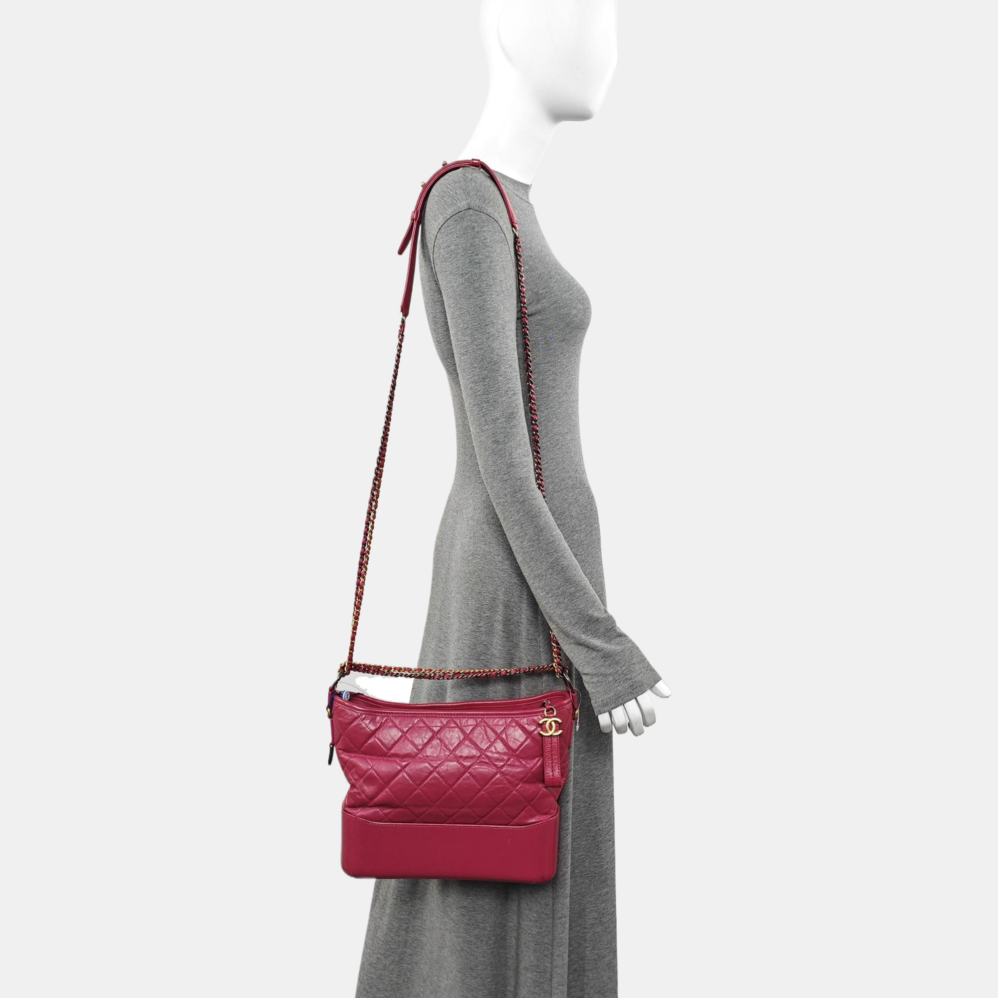 GABRIELLE Medium Quilted Calfskin Red