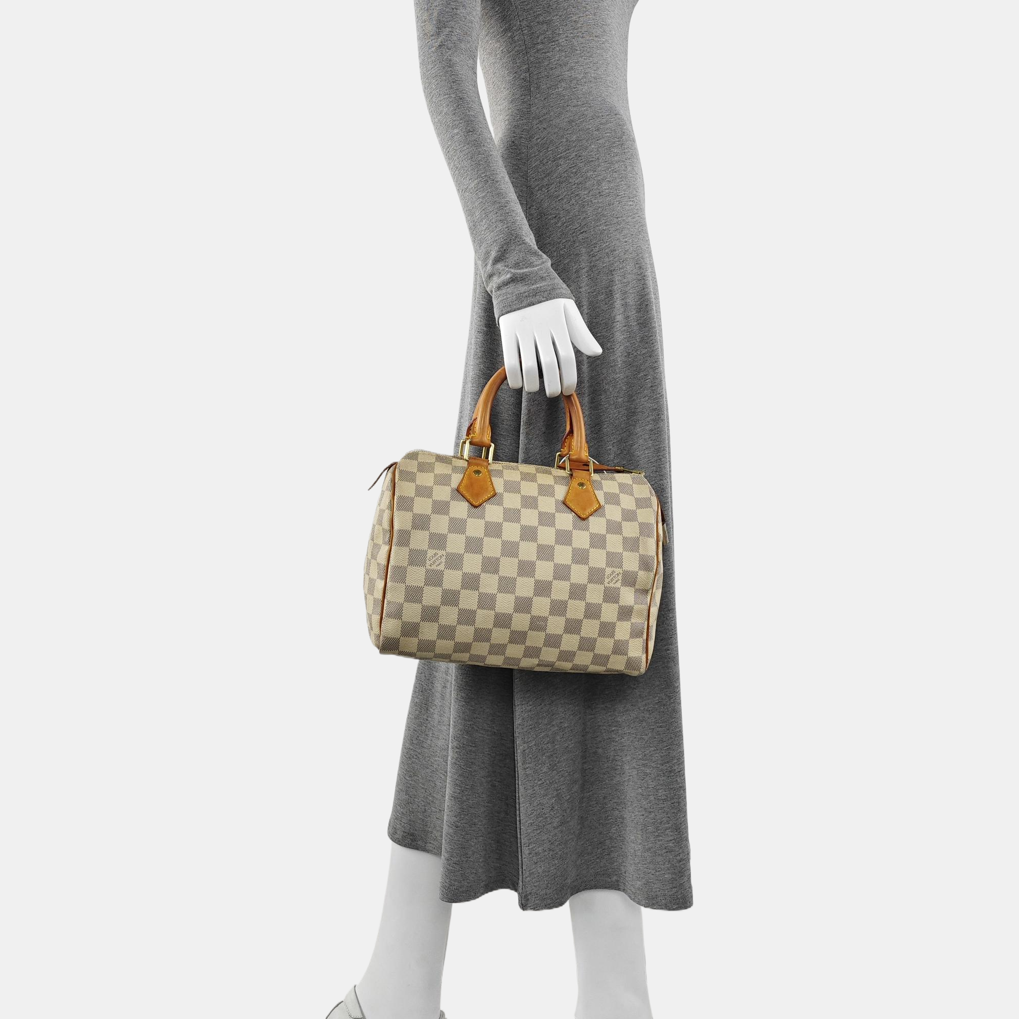 SPEEDY 25 Damier Azur Coated Canvas White