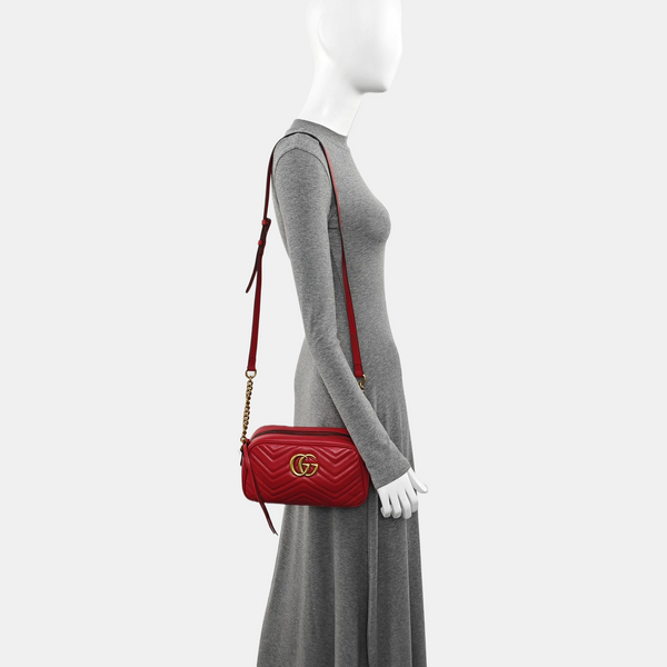 GG Marmont Small Quilted Calfskin Red