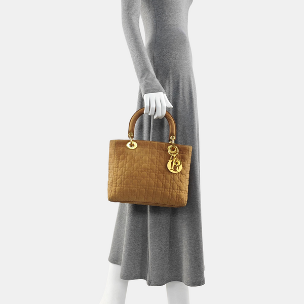 Lady Dior Medium Cannage Fabric Brown