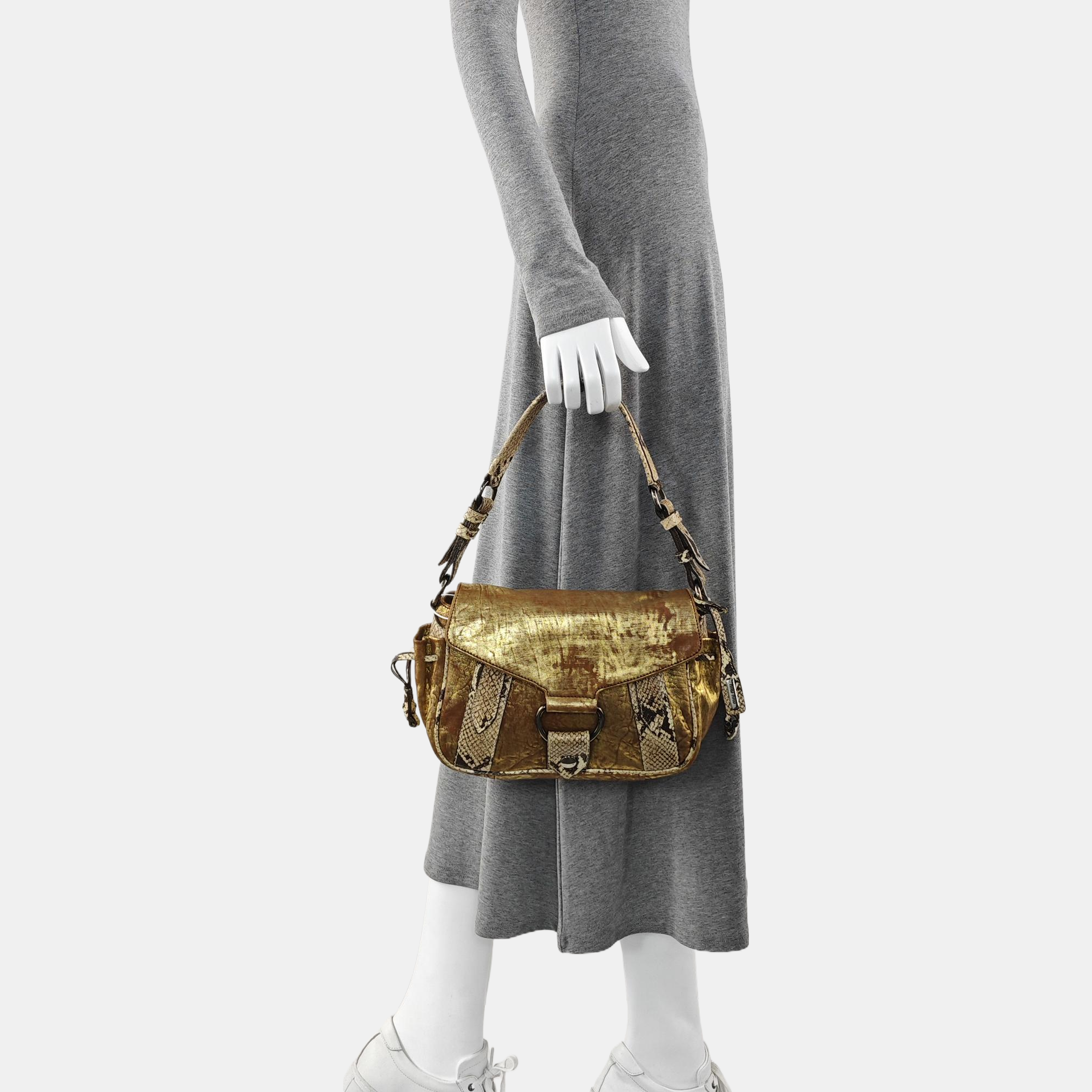 Leather Shoulder Bag Gold