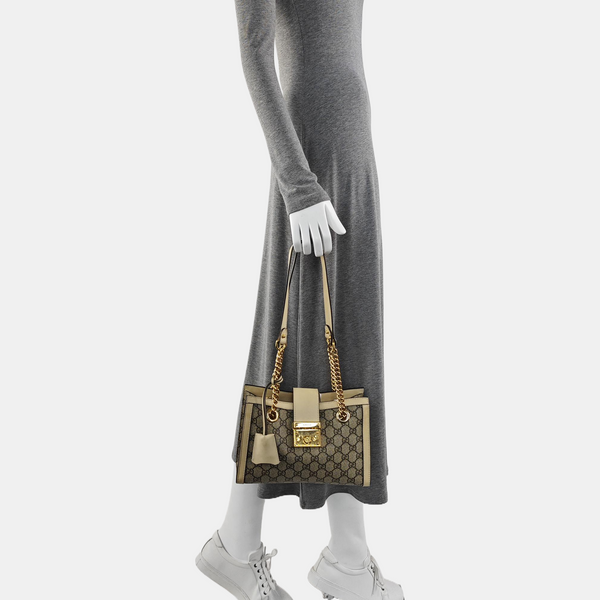 Padlock Small Monogram Coated Canvas Beige