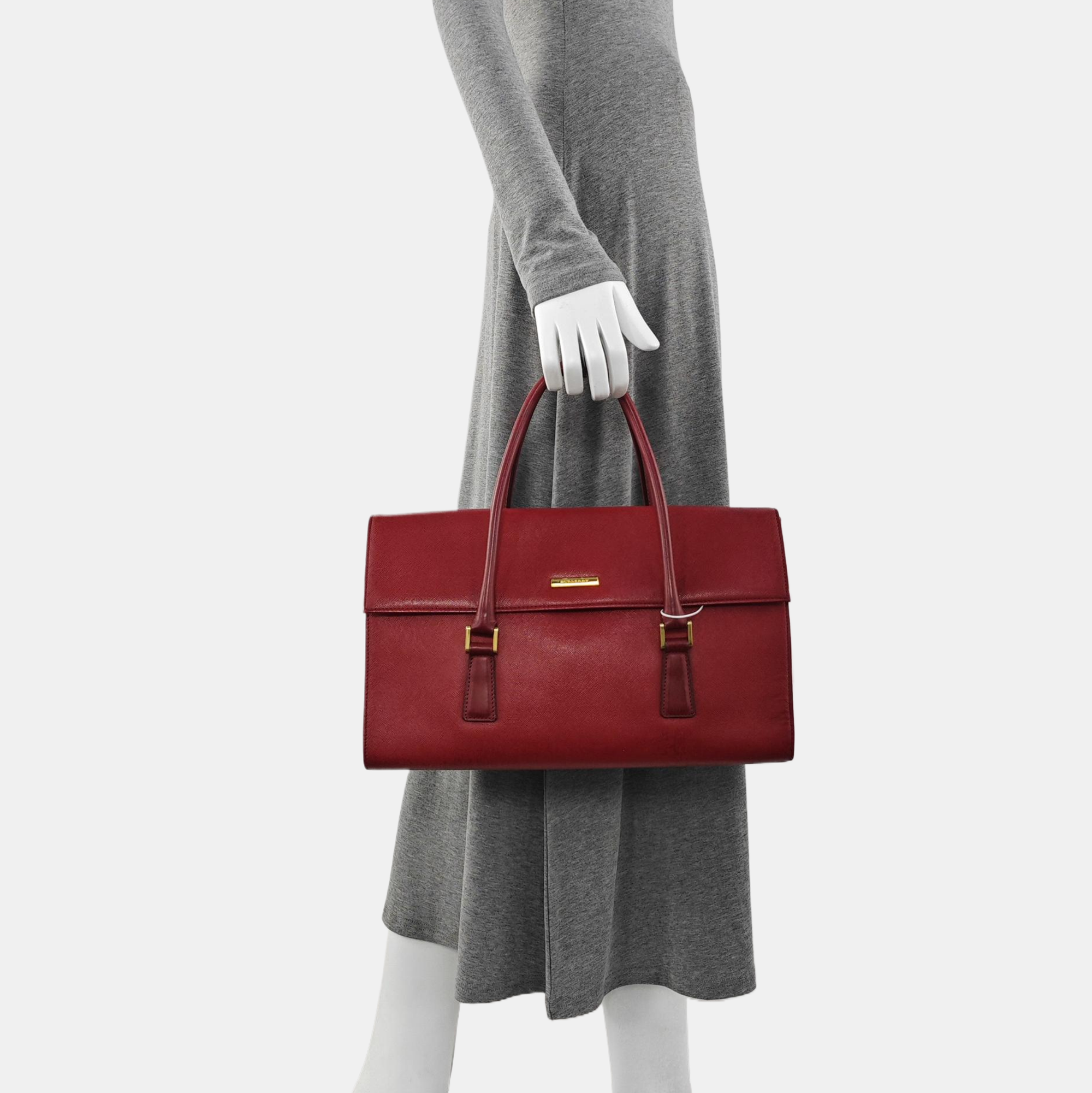 Calfskin Top Handle Bag Red