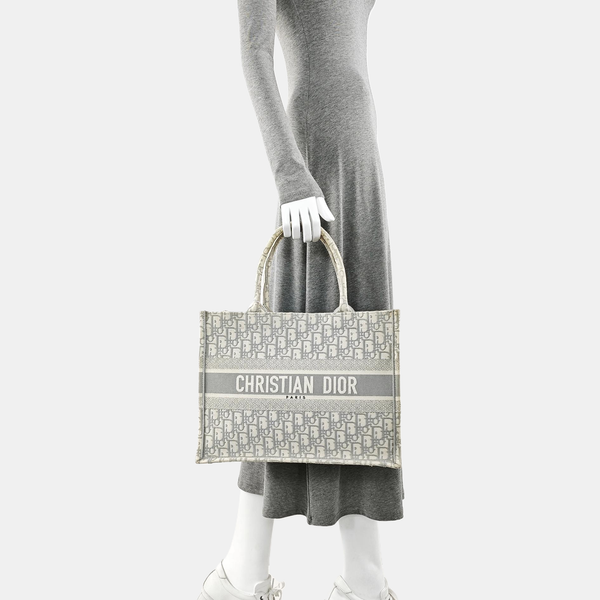 Book Tote Medium Oblique Canvas White