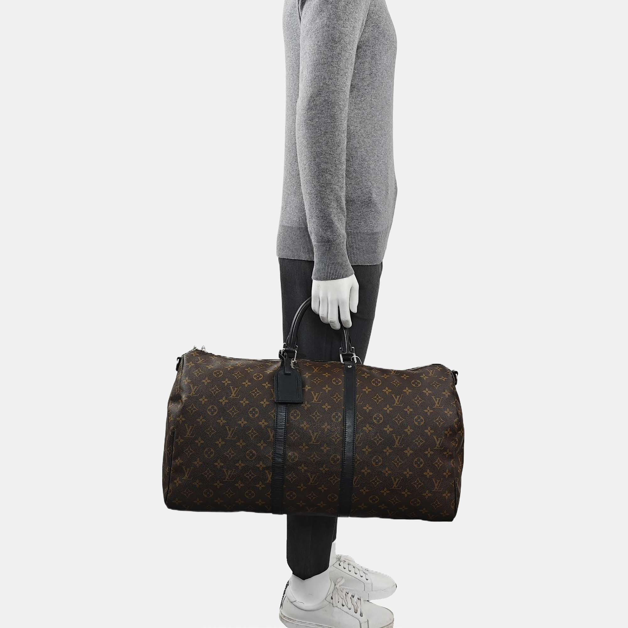 KEEPALL 55 Monogram Coated Canvas Brown