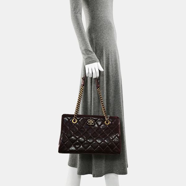 Quilted Calfskin Tote Bag Red