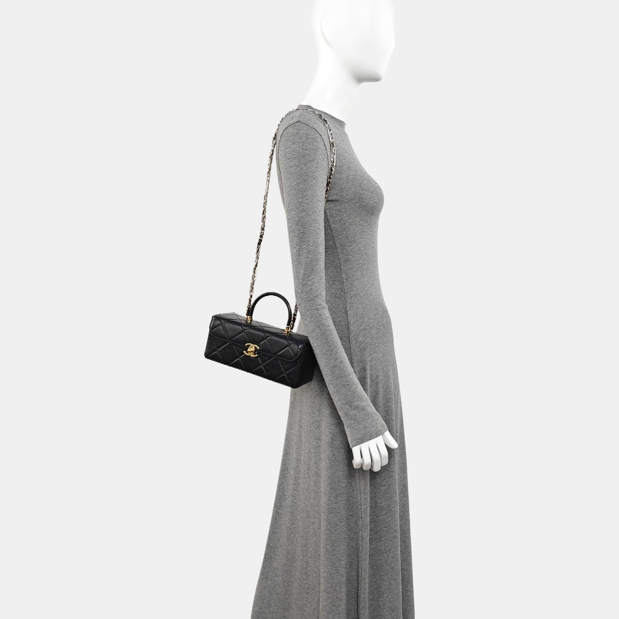 Quilted Calfskin Shoulder Bag Black